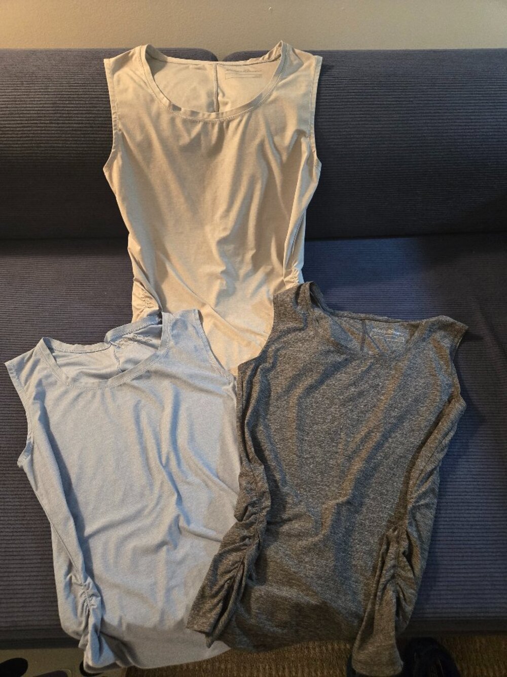 Eddie Bauer Ruched Active Stretch Tanks, Athleisure, Activewear, Size M Set of 3